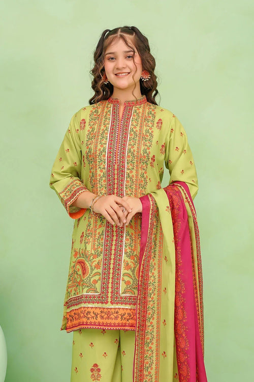 Best Poly Lawn Digital Printed 3 Pc Suit - Wear Ochre -
