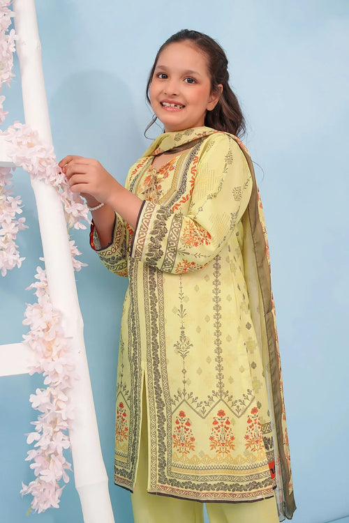 Best Poly Lawn Digital Printed 3 Pc Suit - Wear Ochre -