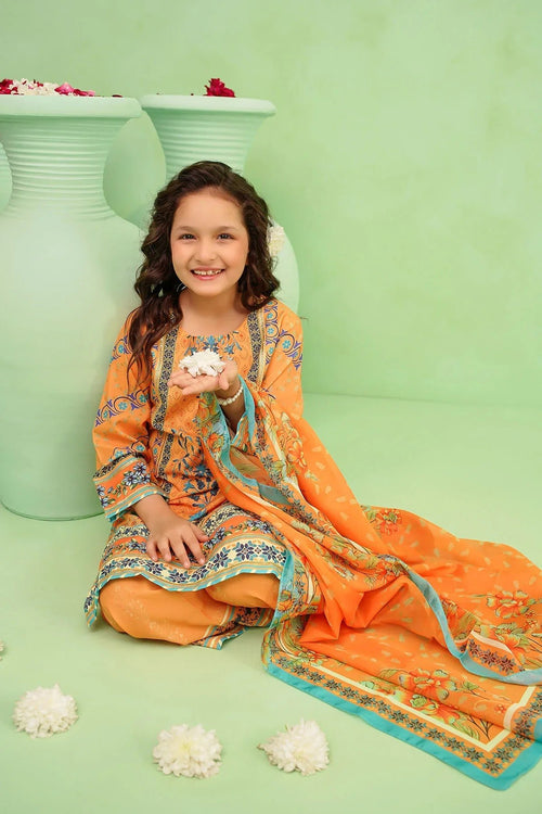Best Poly Lawn Digital Printed 3 Pc Suit - Wear Ochre -