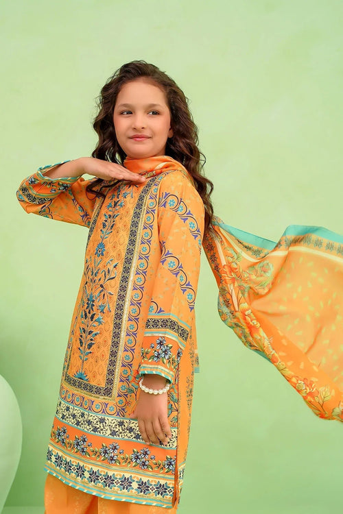 Best Poly Lawn Digital Printed 3 Pc Suit - Wear Ochre -