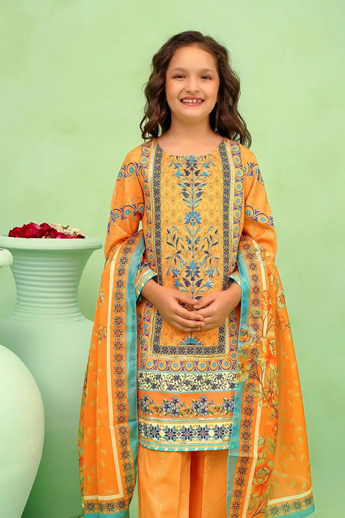 Best Poly Lawn Digital Printed 3 Pc Suit - Wear Ochre -