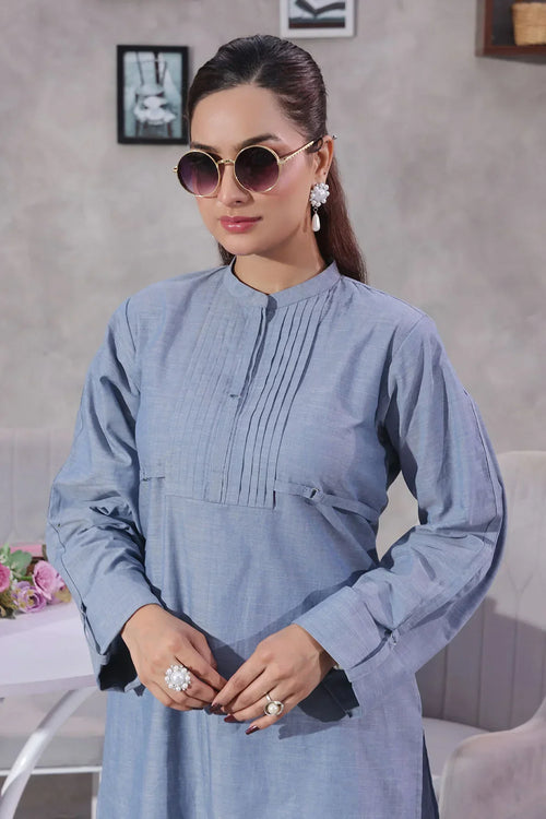Best Women's Chambray Cotton Women's 2 Pc Suit - Wear Ochre -