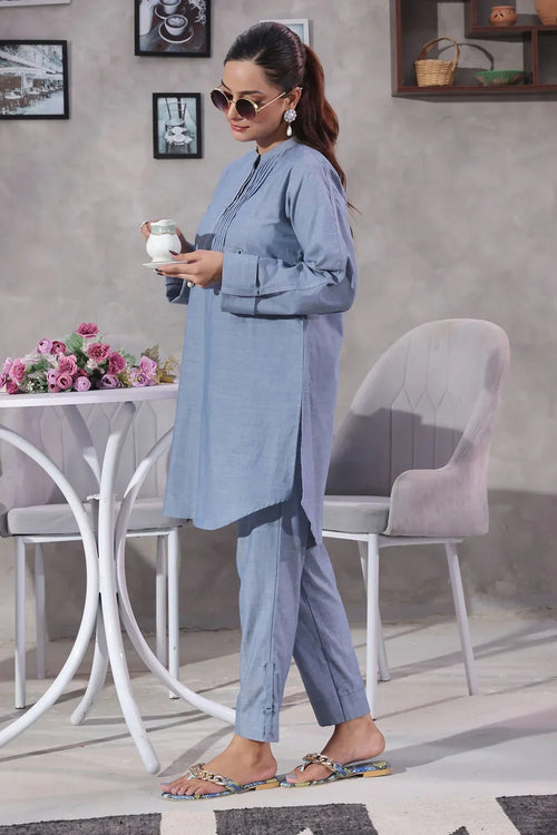 Best Women's Chambray Cotton Women's 2 Pc Suit - Wear Ochre -