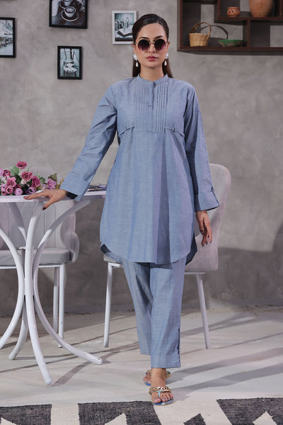 Chambray Cotton Women's 2 Pc Suit