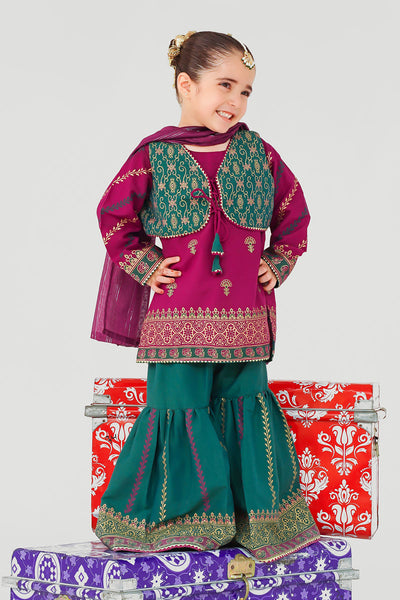 Raw Silk Printed 3 Pc Suit