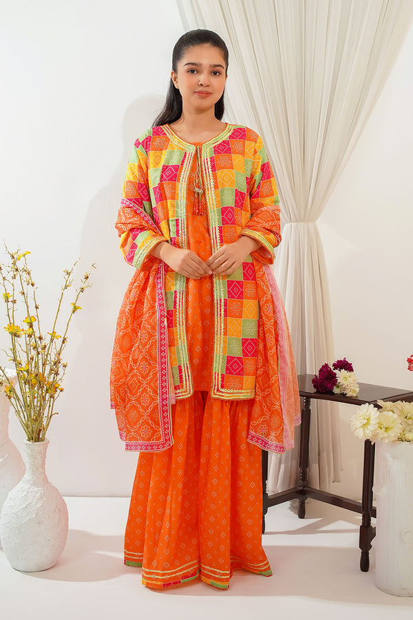 Discover the Swiss Lawn Digital Printed 3 Pc Suit – a chic and elegant formal dress for girls