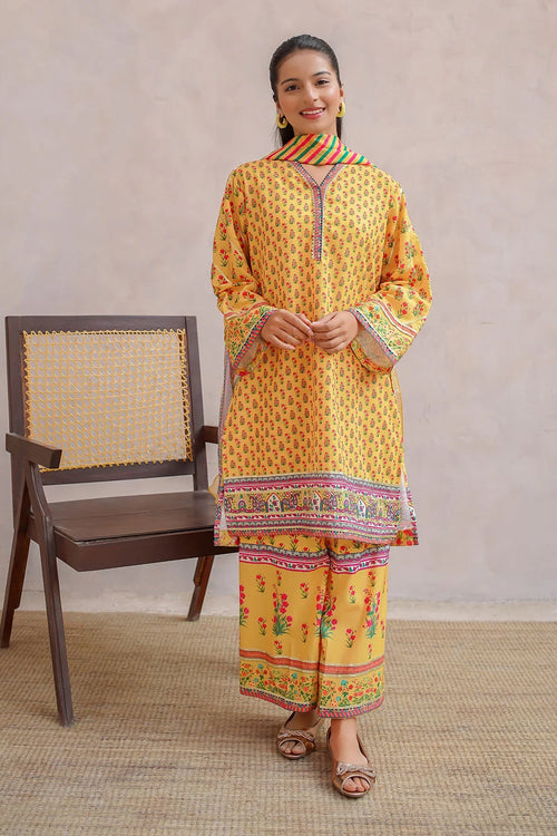Best Swiss Lawn Digital Printed 3 Pc Suit - Wear Ochre -