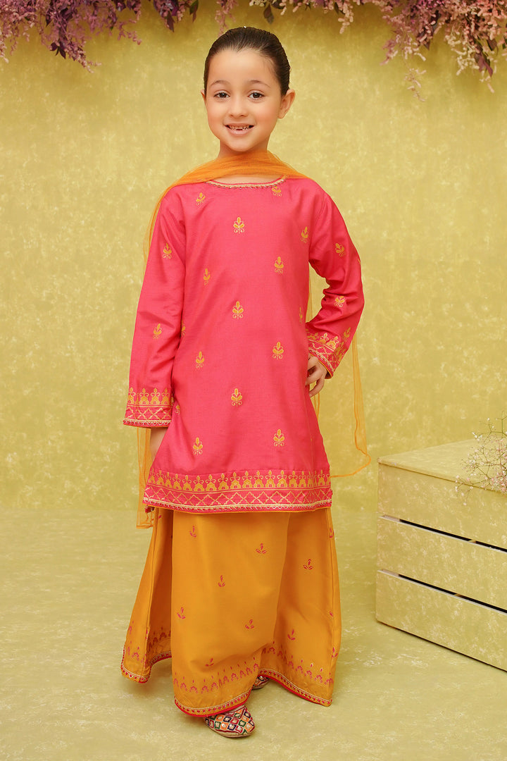 Cotton Silk Printed 3 Pc Suit - Wear Ochre