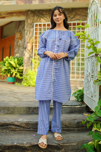 Chambray Cotton 2 Pc Suit