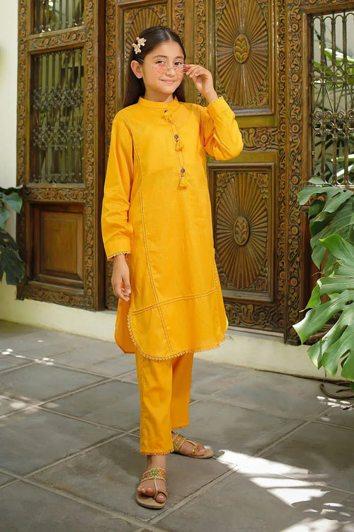 Best Dobby Cotton Embellished 2 Pc Suit - Wear Ochre -