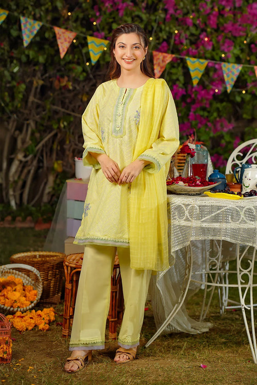 Best Women's Chikankari Embroidered 3 Pc Suit - Wear Ochre -
