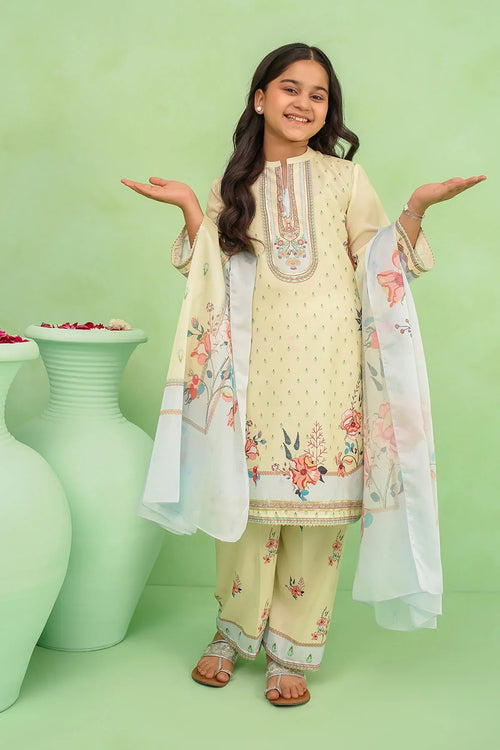 Best Poly Lawn Digital Printed 3 Pc Suit - Wear Ochre -
