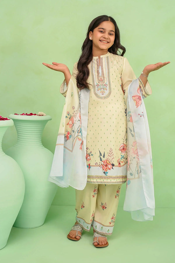 Best Poly Lawn Digital Printed 3 Pc Suit - Wear Ochre -