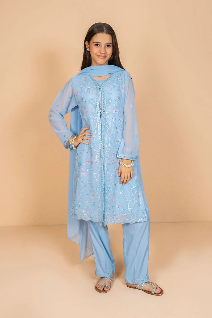 sachin and babi light blue dress Simple Dress Designs Pure Chiffon Dupatta Suits Wholesale Shopatfatima  Brand New Original Pakistani Marib Luxe Lawn main image 0