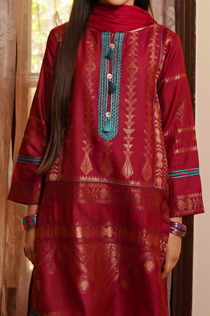 Cotton Jacquard 3 Pc Suit - Wear Ochre