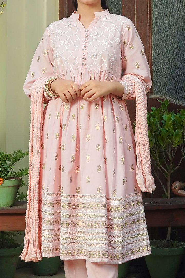 Cotton Printed 3 Pc Suit - Wear Ochre