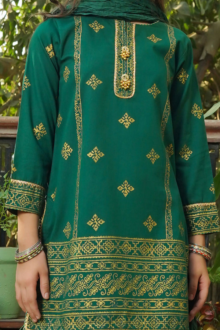 Cotton Printed 3 Pc Suit - Wear Ochre