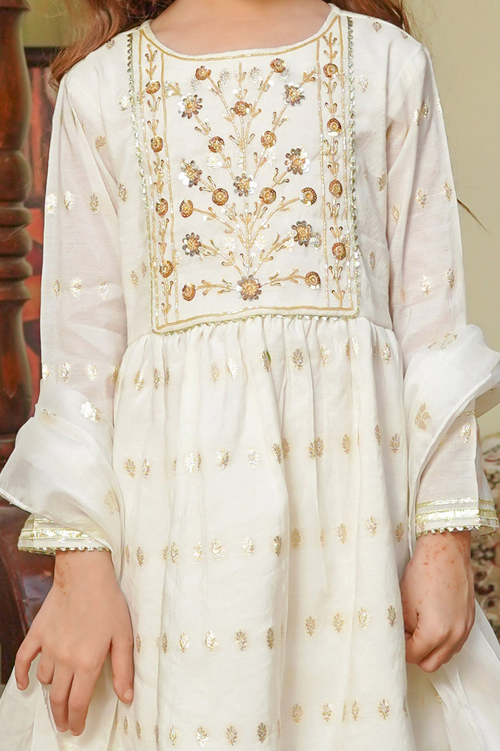 Cotton Jacquard Hand Adda Work 3 Pc Suit - Wear Ochre
