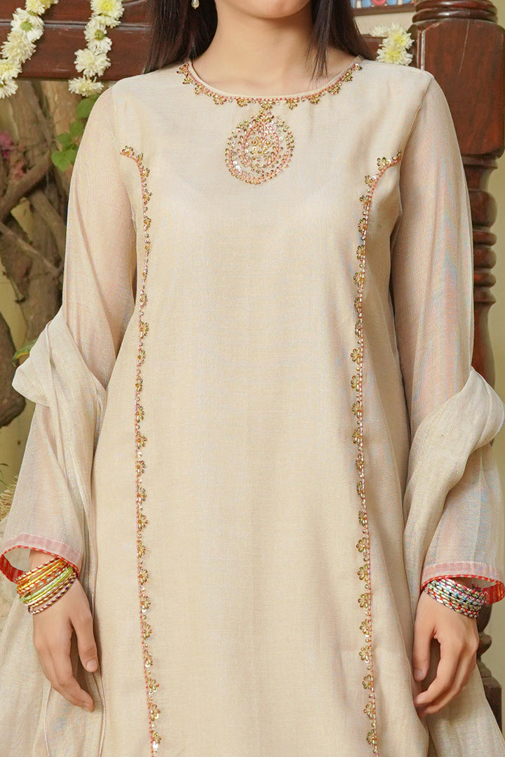 Missouri Hand Adda Work 3 Pc Suit - Wear Ochre
