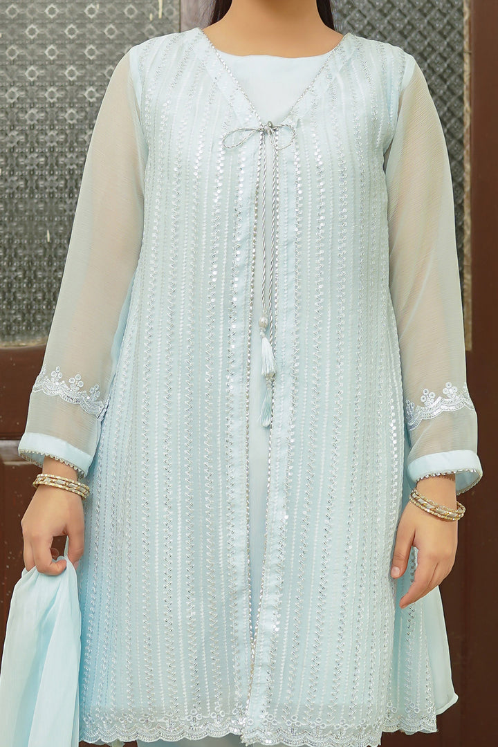 Chiffon Embroidered 3 Pc Suit - Wear Ochre