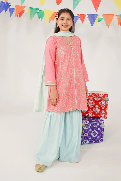 Best Cotton Silk Embroidered 3 Pc Suit - Wear Ochre -