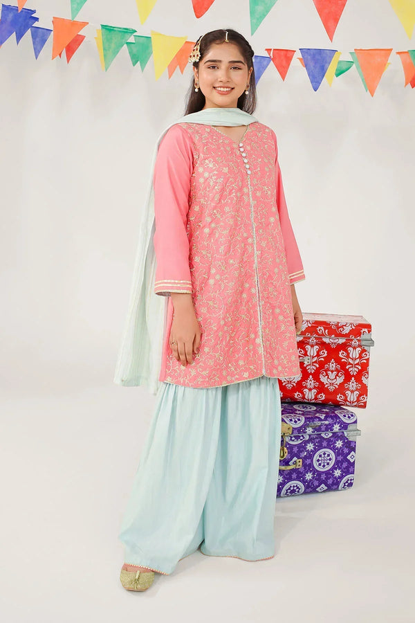 Best Cotton Silk Embroidered 3 Pc Suit - Wear Ochre -
