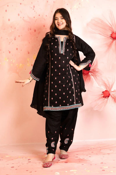 Cotton Embroidered 3 Pc Suit