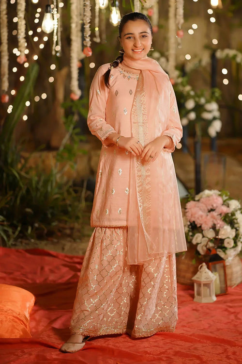 Best Viscose Jacquard Hand Adda Work 3 Pc Suit - Wear Ochre -