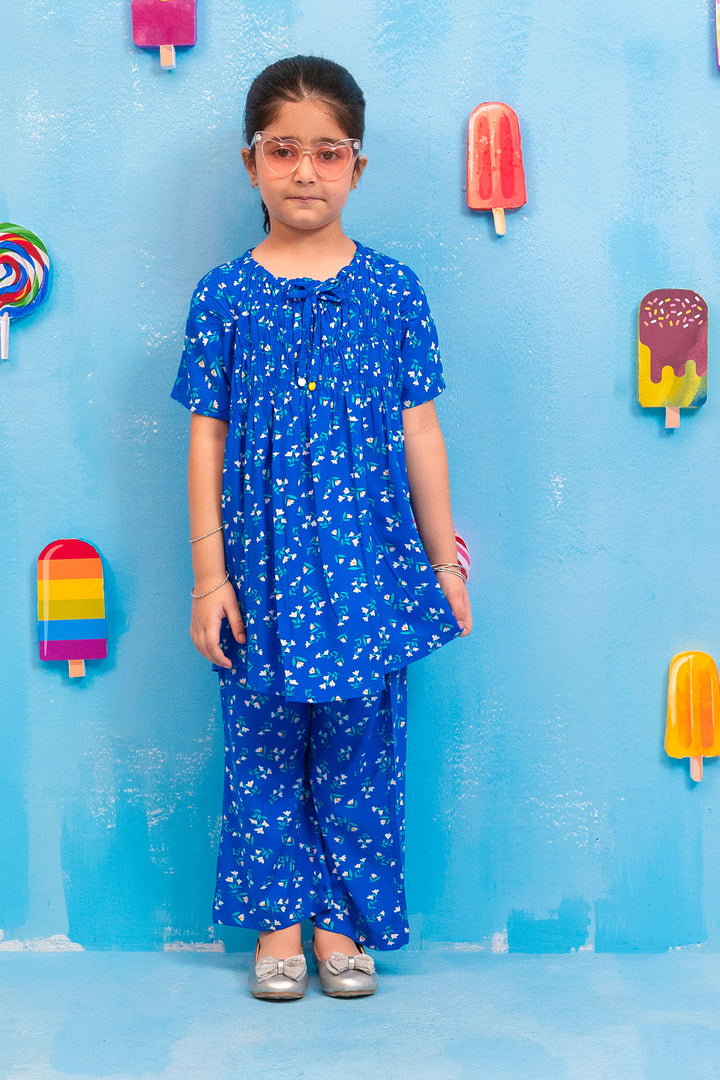 Ochre Clothing's elegant Printed Boski Linen 2-PC Suit for kids. Breathable, stylish, and perfect for ethnic events 