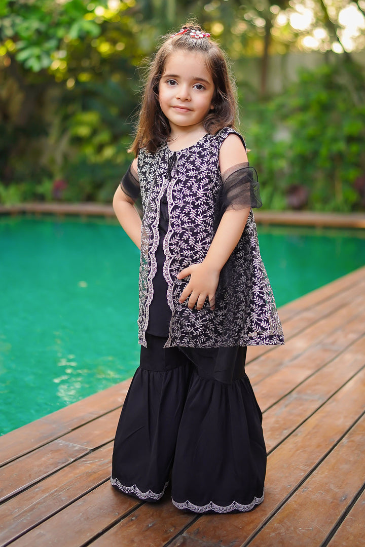 Shop the charming Net Embroidered 3 Pc Suit, a fancy dress for kids in Pakistan
