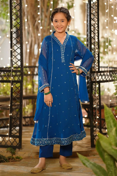 Best Chiffon Embroidered 3 Pc Suit - Wear Ochre -