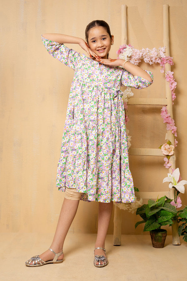 Shop beautiful ochre georgette printed dresses for girls! Our exclusive collection features lightweight