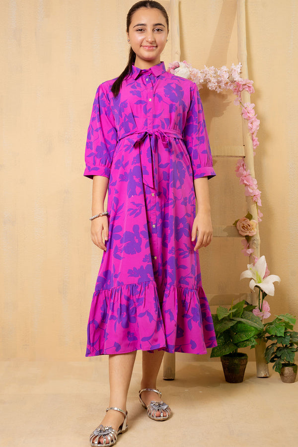 Stylish georgette printed dress for teens – a trendy Pakistani maxi dress perfect for casual outings