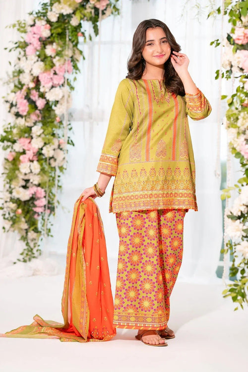 Best Herringbone Digital Printed 3 Pc Suit - Wear Ochre -