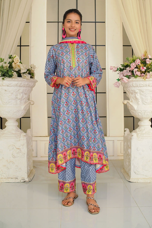 Shop the Swiss Lawn Digital Printed 3 Pc Suit for girls. Stylish, vibrant, and perfect for both casual and formal occasions.
