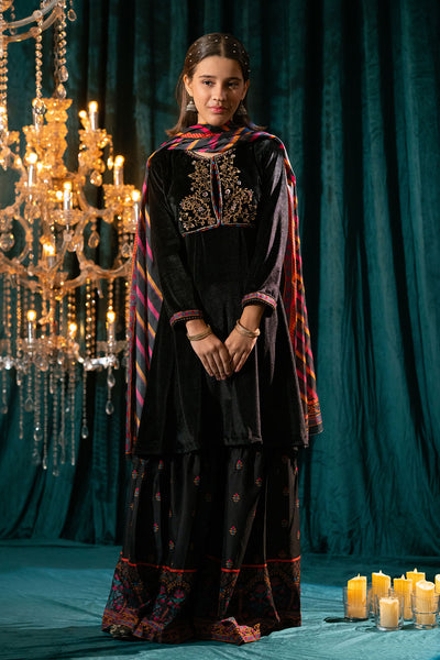 Velvet Hand Adda Work 3 Pc Suit