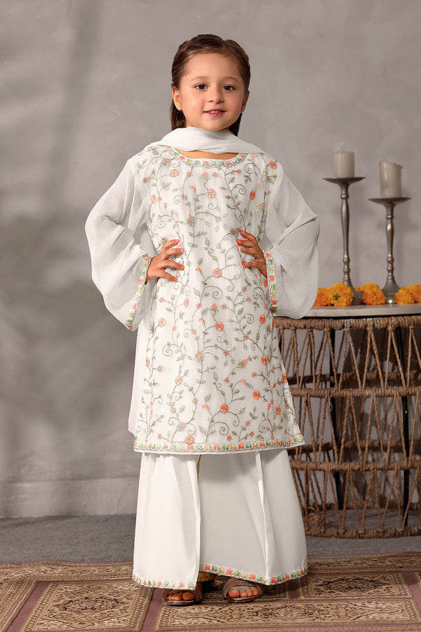 Shop embroidered 3-piece suits for kids at Ochre. Discover elegant Pakistani wedding dresses for kids