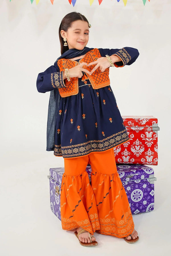 Best Raw Silk Printed 3 Pc Suit - Wear Ochre -