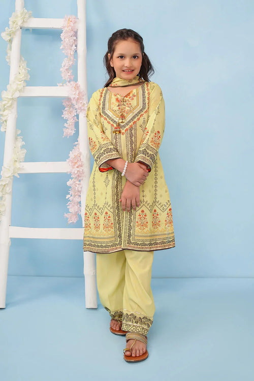 Best Poly Lawn Digital Printed 3 Pc Suit - Wear Ochre -