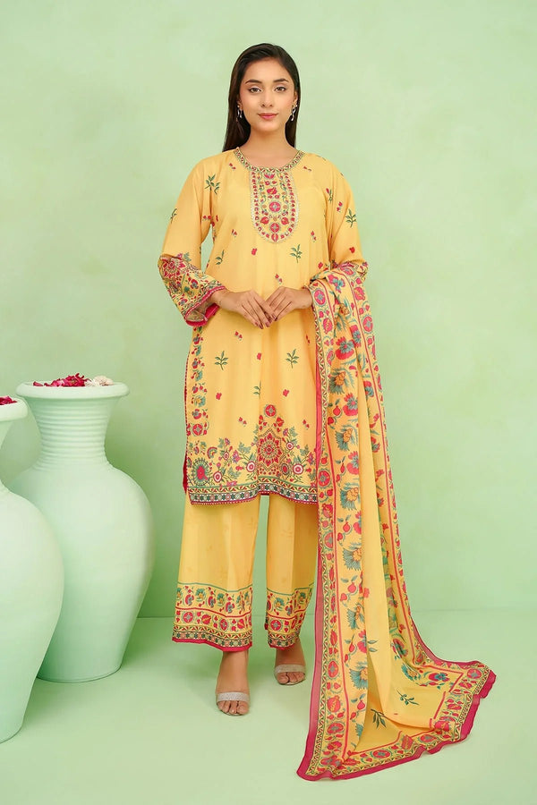 Best Women's Poly Lawn Digital Printed 3 Pc Suit - Wear Ochre -