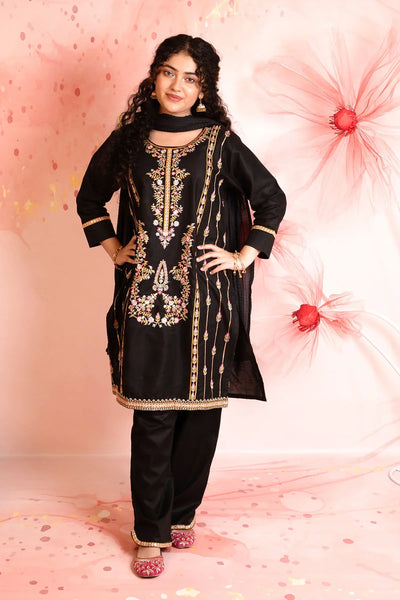 Cotton Embroidered 3 Pc Suit