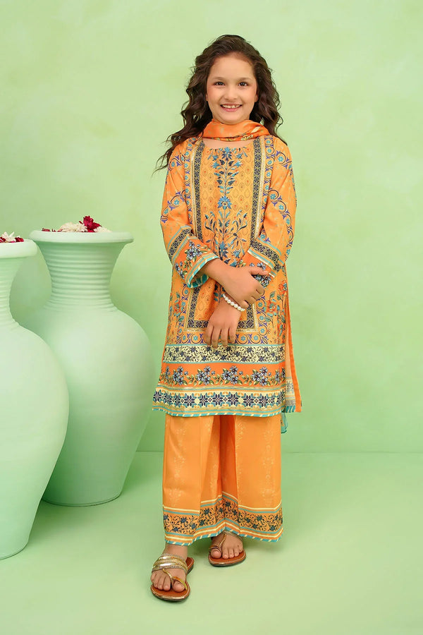 Best Poly Lawn Digital Printed 3 Pc Suit - Wear Ochre -