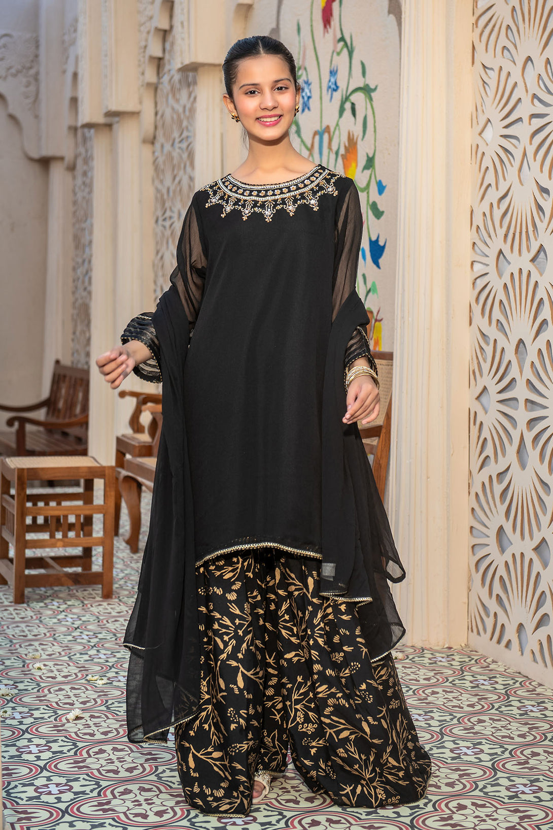 Explore Chiffon Hand Adda Work 3 Pc Suits with intricate embroidery. Perfect for formal events, these elegant dresses offer a beautiful blend