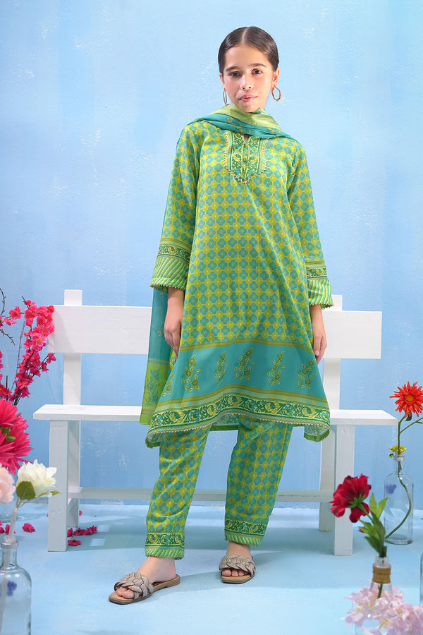 Charming lawn digital printed 3 pc suits for girls – featuring authentic Pakistani designs. 