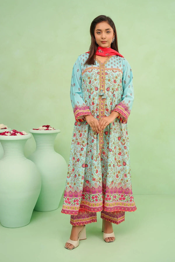 Best Women's Poly Lawn Digital Printed 3 Pc Suit - Wear Ochre -