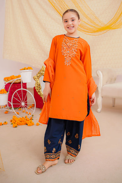 Raw Silk Hand Adda Work 3 Pc Suit