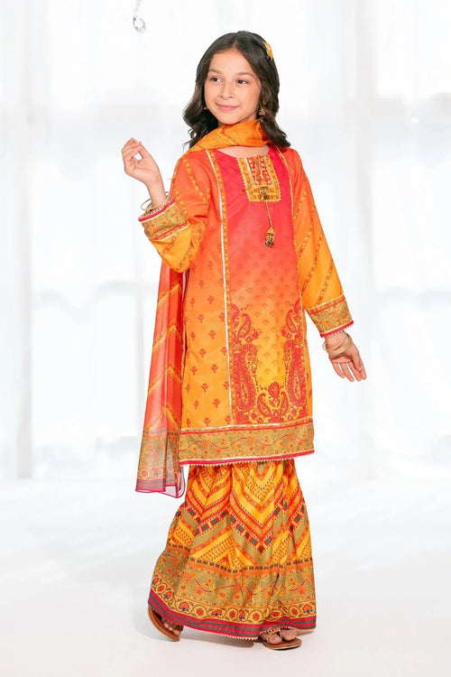 Best Herringbone Digital Printed 3 Pc Suit - Wear Ochre -