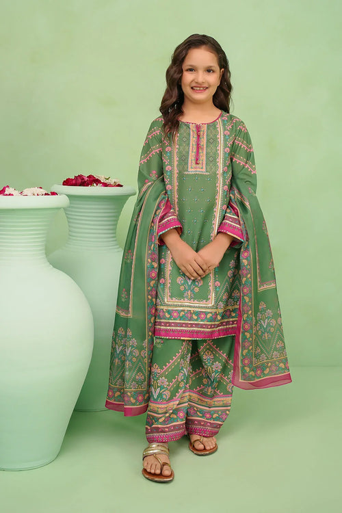 Best Poly Lawn Digital Printed 3 Pc Suit - Wear Ochre -