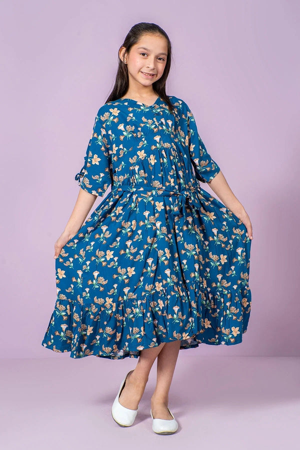 Discover printed western long dresses for girls at Ochre. Shop premium fabrics, modern prints, and comfortable outfits