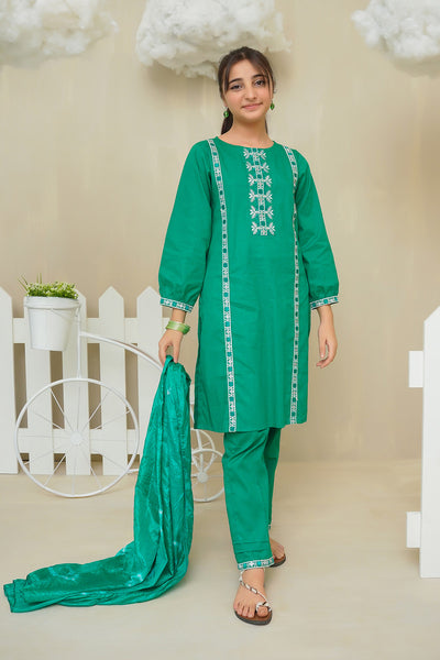 Cotton Embroidered 3 Pc Suit